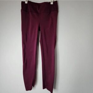 Athleta Laser Mesh Sonar Capri Legging Maroon Wine Yoga Athletic Pant ~Sz XS